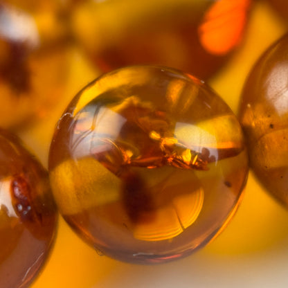 Amber Rosary Polished Round Gemstone Beads - (AAA Quality)