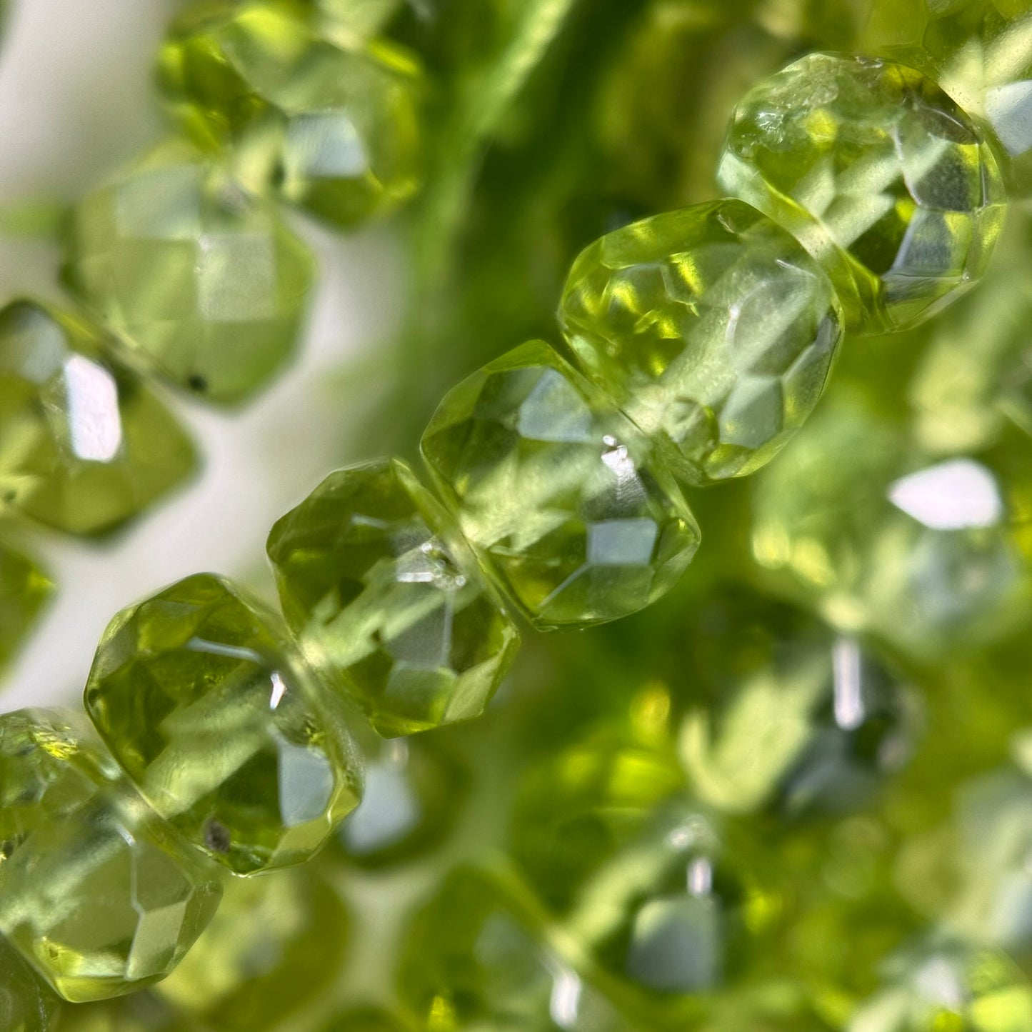 Peridot Faceted Rondelle Beads