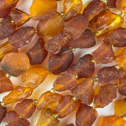 Amber Raw Cognac Gemstone Beads - (A Quality)