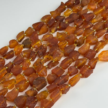 Amber Raw Cognac Gemstone Beads - (A Quality)