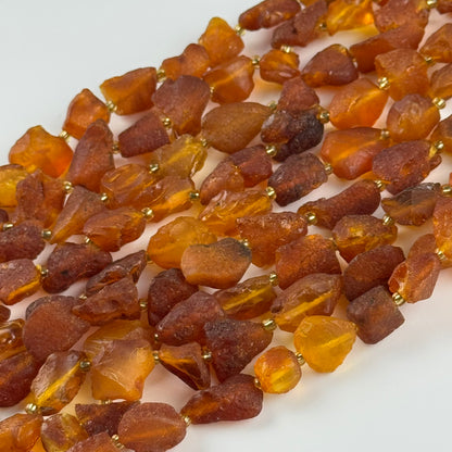 Amber Raw Cognac Gemstone Beads - (A Quality)