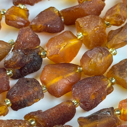 Amber Raw Cognac Gemstone Beads - (A Quality)