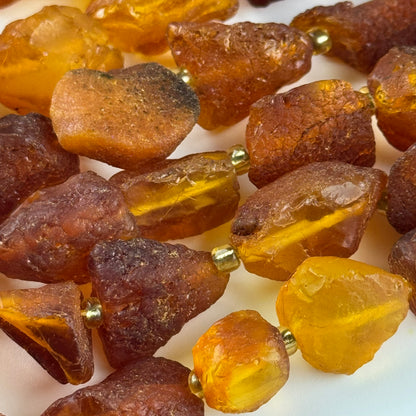 Amber Raw Cognac Gemstone Beads - (A Quality)