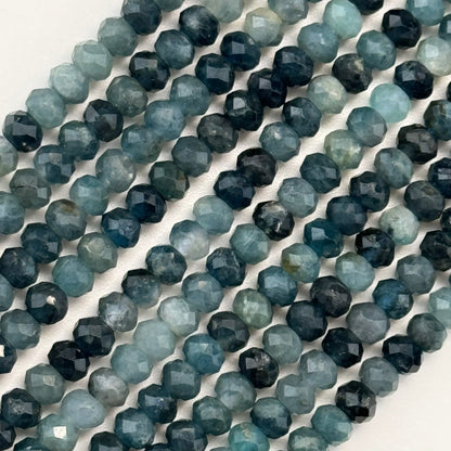 Faceted Blue Tourmaline Beads - Rondelle Beads