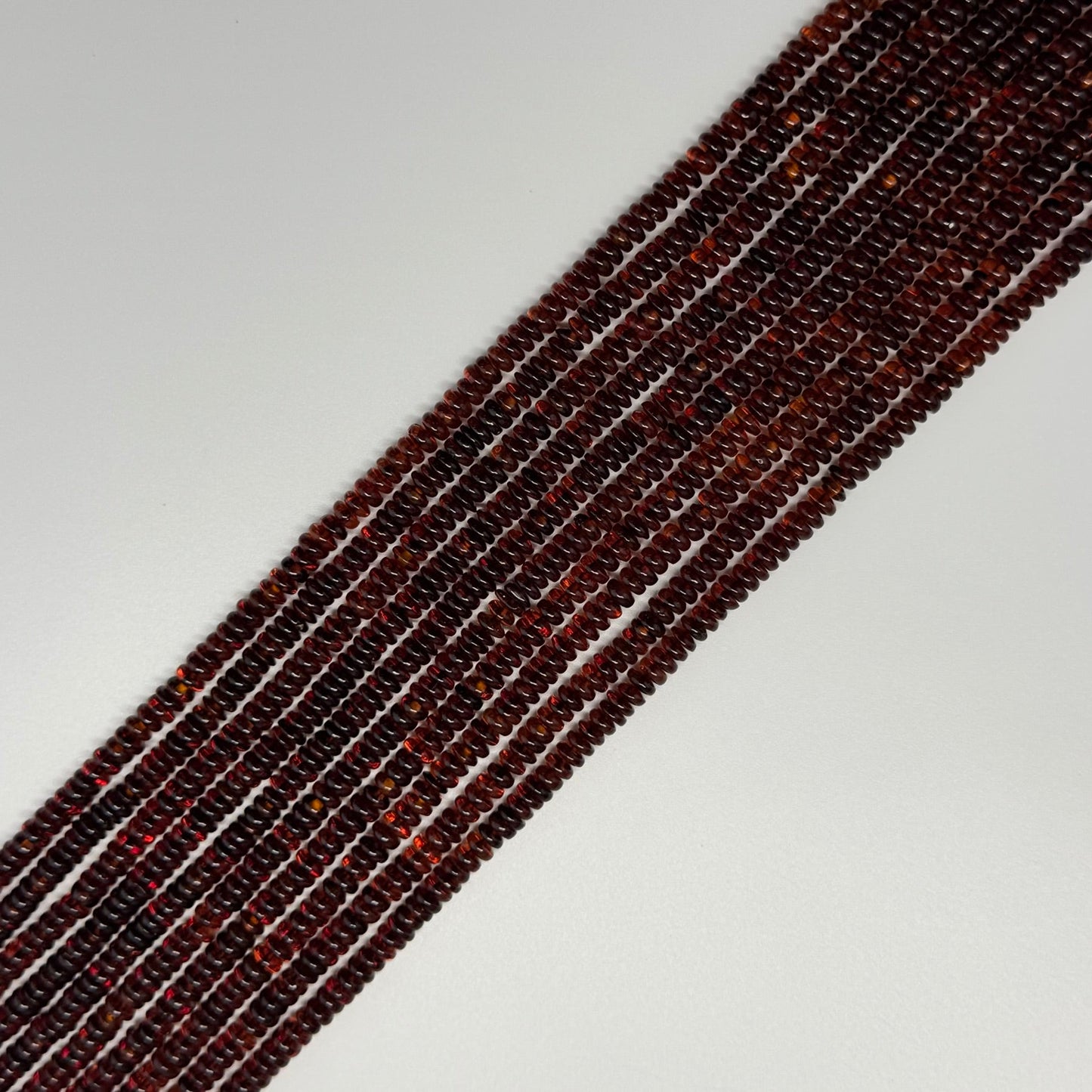 Amber Dark Cherry Rondelle Beads (AAA Quality)