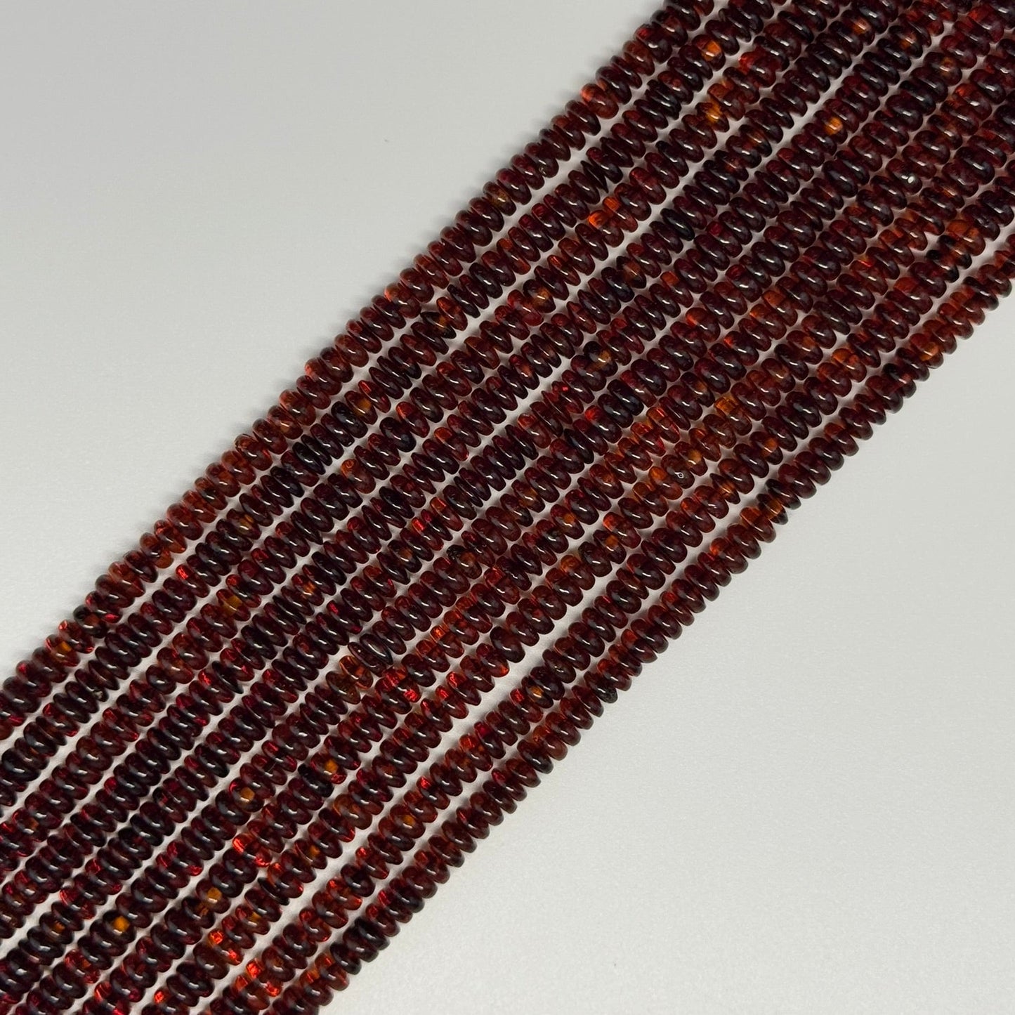 Amber Dark Cherry Rondelle Beads (AAA Quality)