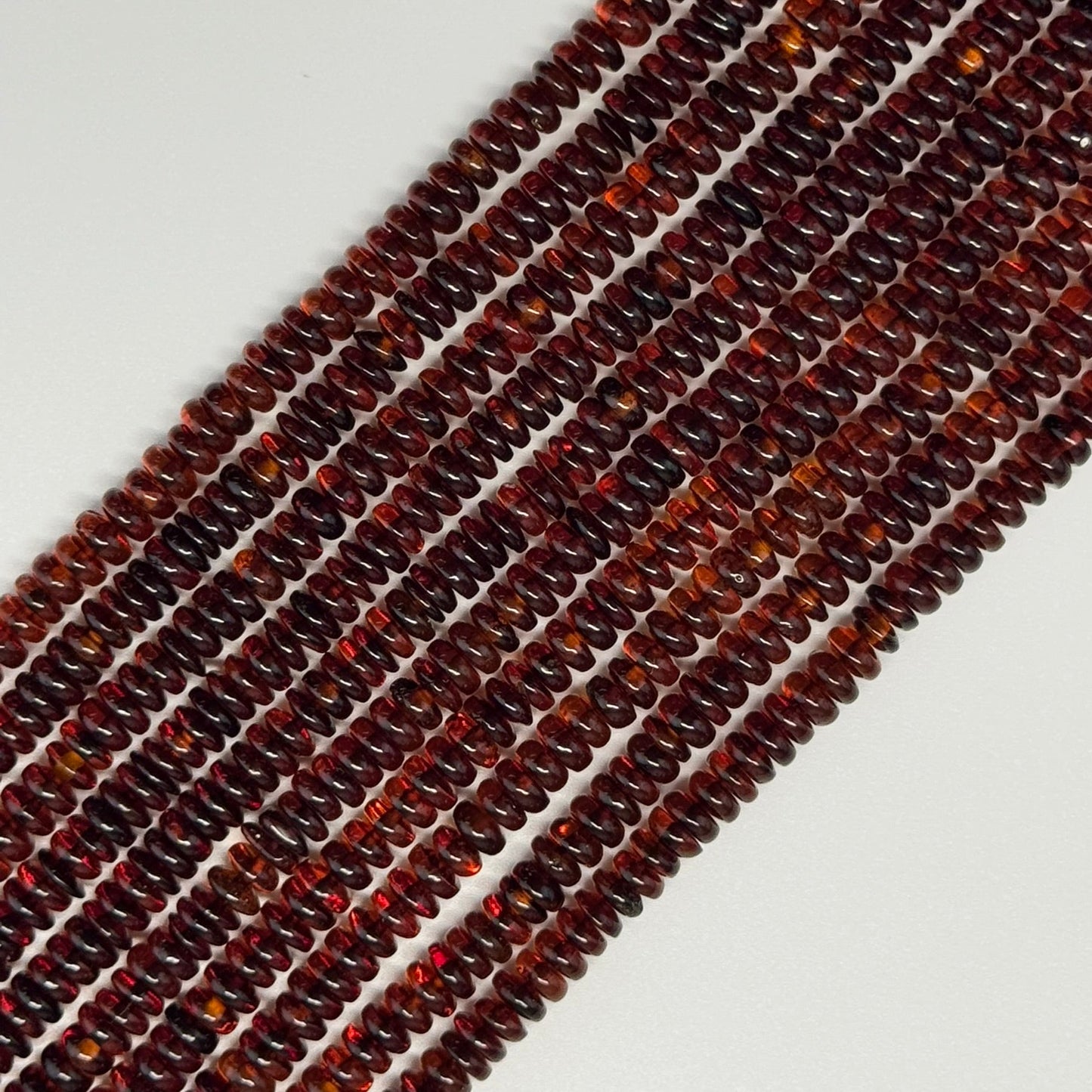 Amber Dark Cherry Rondelle Beads (AAA Quality)