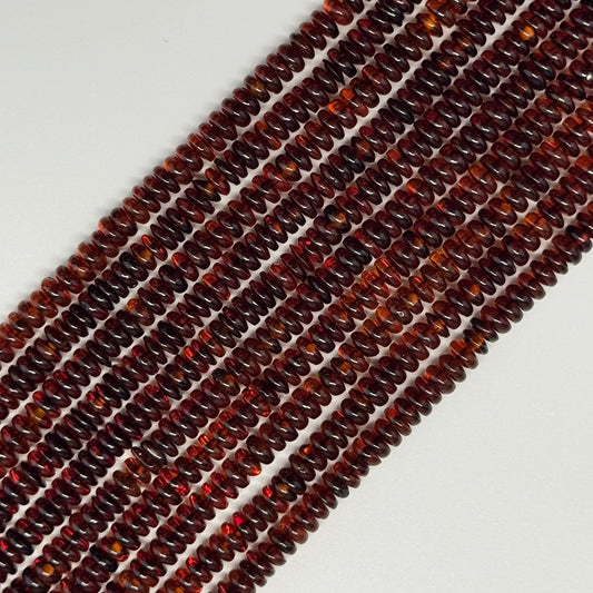 Amber Dark Cherry Rondelle Gemstone Beads - (AAA Quality)