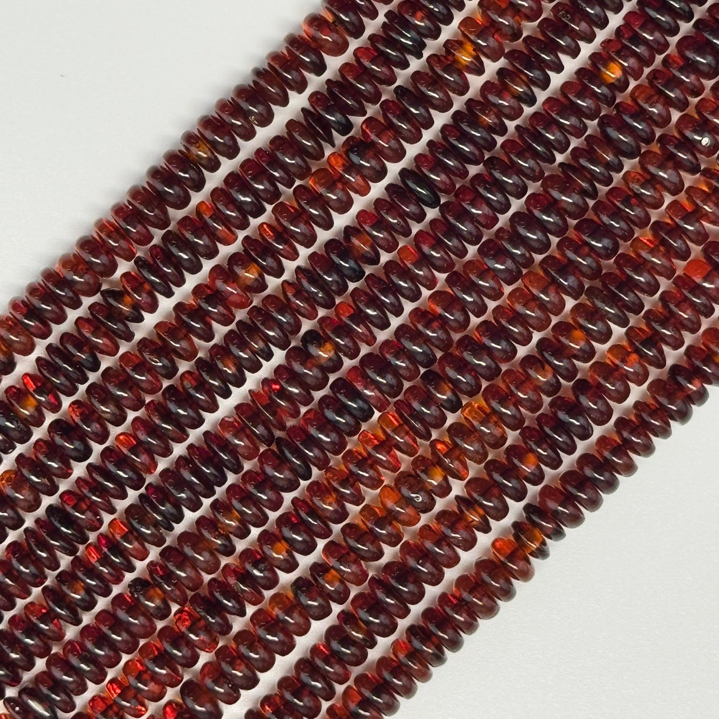 Amber Dark Cherry Rondelle Beads (AAA Quality)