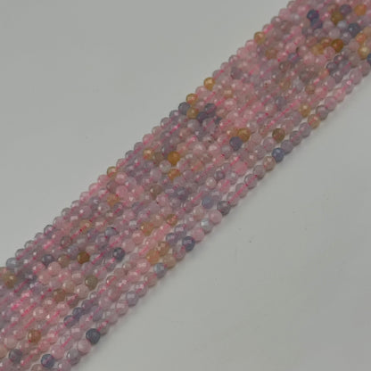 Aquamarine Morganite Faceted Round Beads - (AA Quality)
