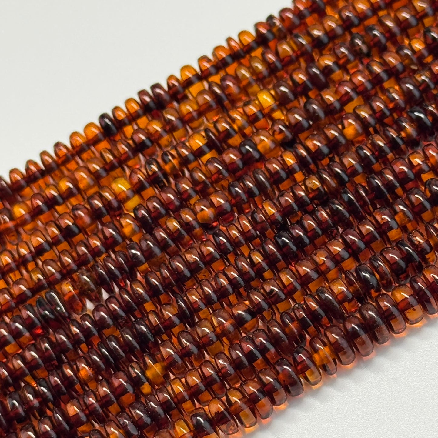 Amber Dark Cherry Rondelle Beads (AAA Quality)