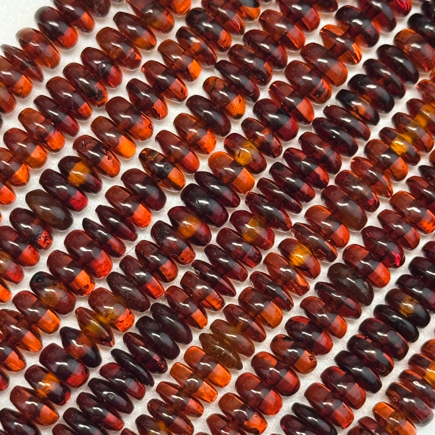 Amber Dark Cherry Rondelle Beads (AAA Quality)