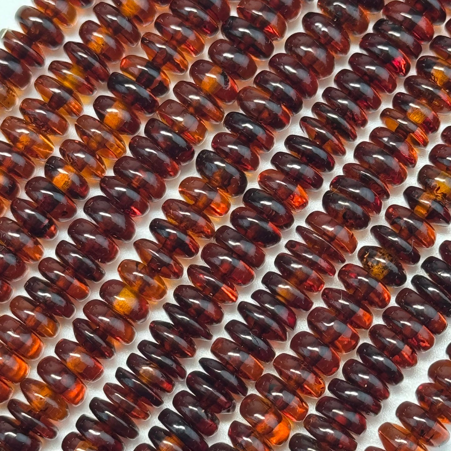 Amber Dark Cherry Rondelle Beads (AAA Quality)