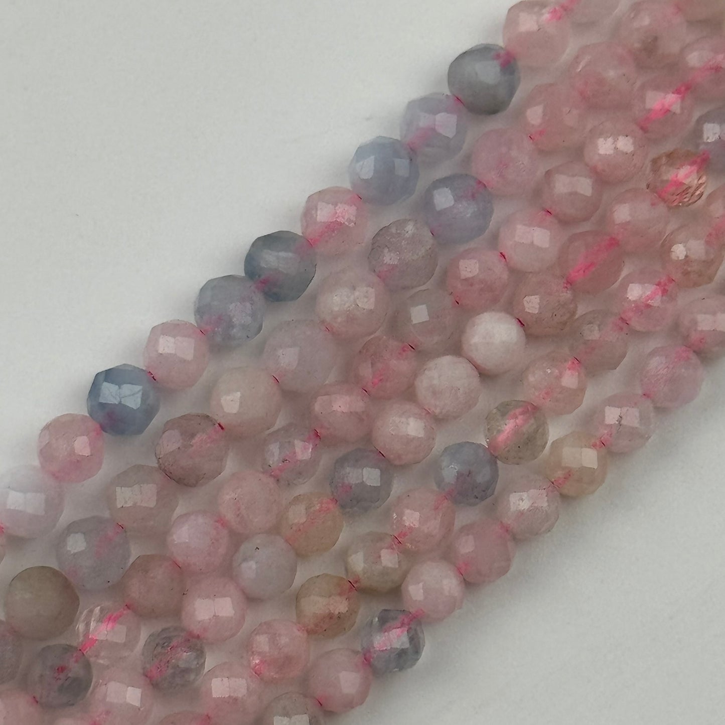 Aquamarine Morganite Faceted Round Beads - (AA Quality)