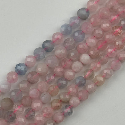 Aquamarine Morganite Faceted Round Beads - (AA Quality)