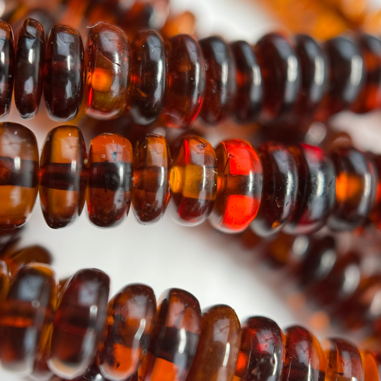 Amber Dark Cherry Rondelle Beads (AAA Quality)