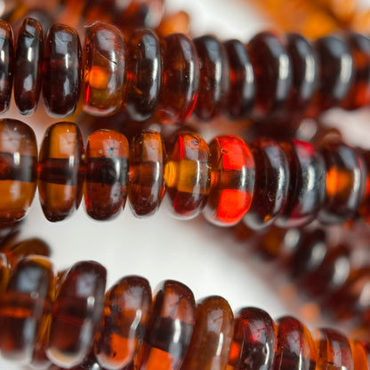 Amber Dark Cherry Rondelle Gemstone Beads - (AAA Quality)