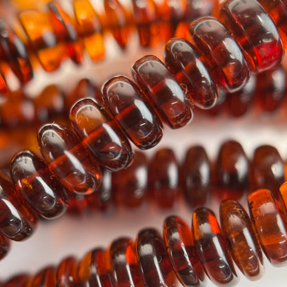 Amber Dark Cherry Rondelle Gemstone Beads - (AAA Quality)