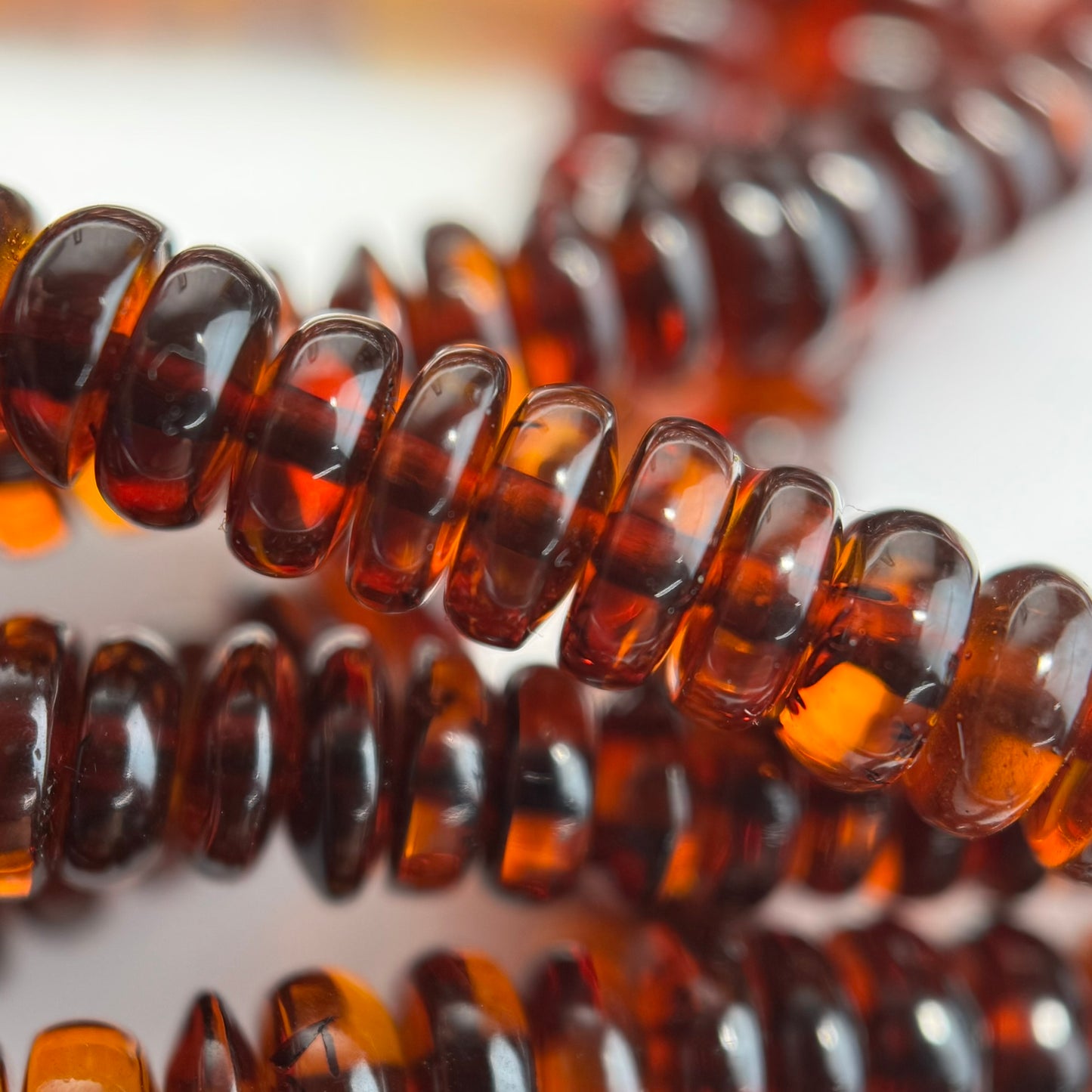 Amber Dark Cherry Rondelle Beads (AAA Quality)