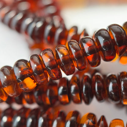 Amber Dark Cherry Rondelle Gemstone Beads - (AAA Quality)