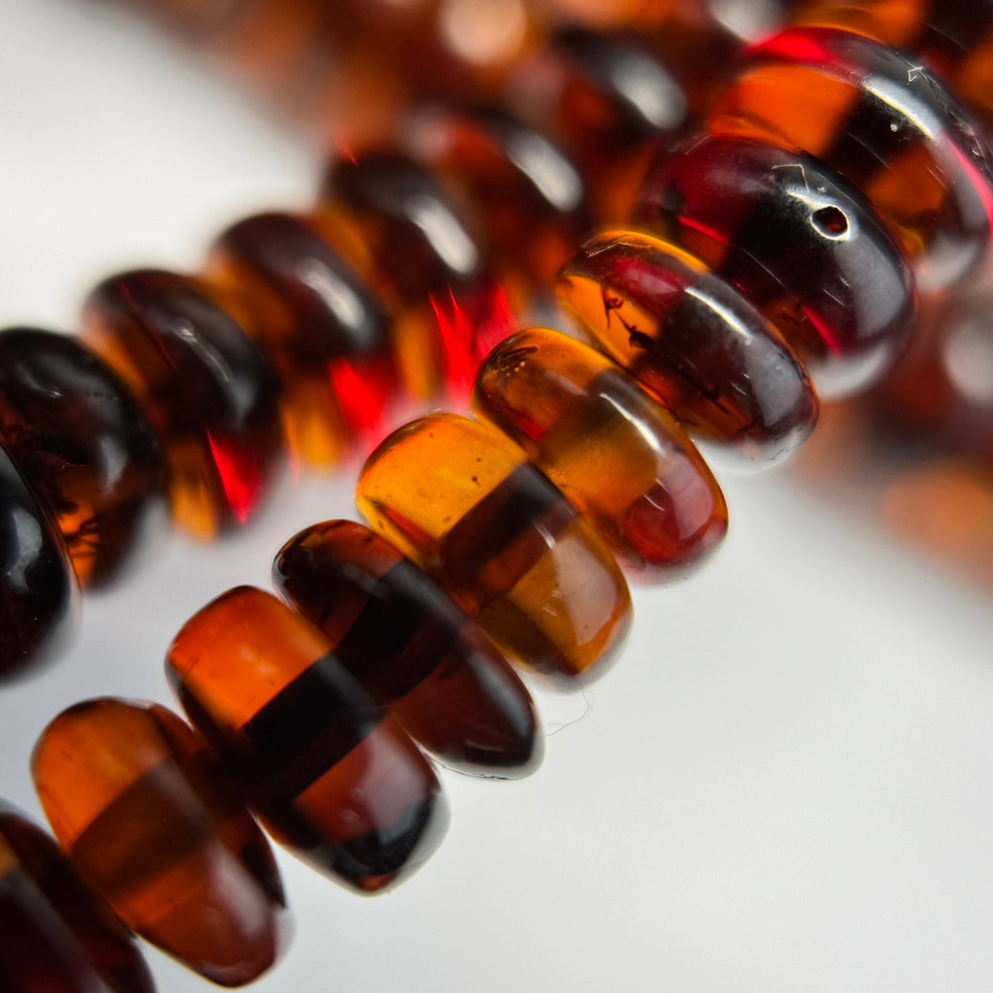 Amber Dark Cherry Rondelle Beads (AAA Quality)