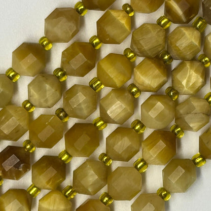 Tiger's Eye Dodecahedron Gemstone Beads - (AAA Quality)