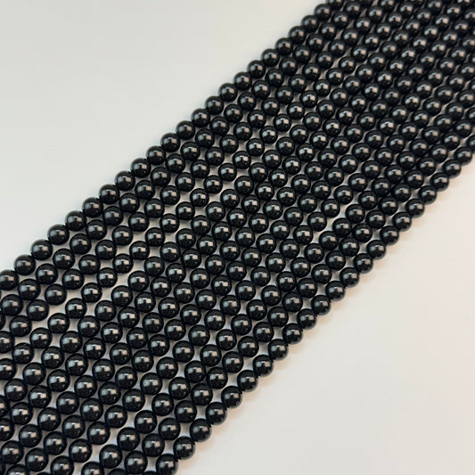 Black Spinel Polished Round Beads