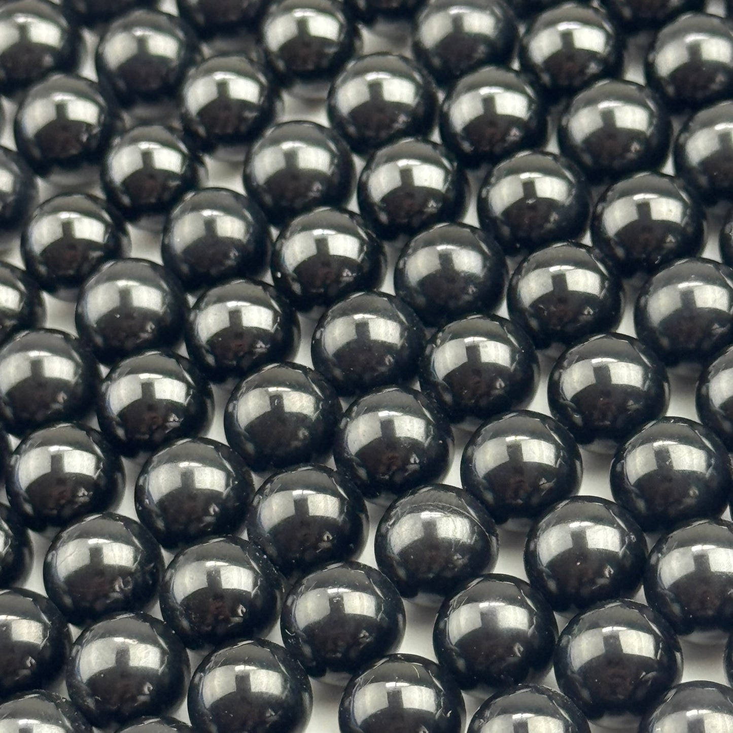 Black Spinel Polished Round Beads
