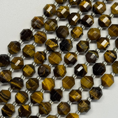 Tiger's Eye Dodecahedron Gemstone Beads - (AAA Quality)