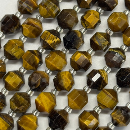 Tiger's Eye Dodecahedron Gemstone Beads - (AAA Quality)