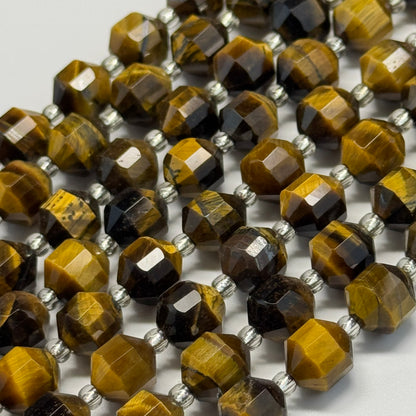 Tiger's Eye Dodecahedron Gemstone Beads - (AAA Quality)
