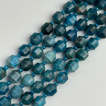 Blue Apatite Dodecahedron Beads
