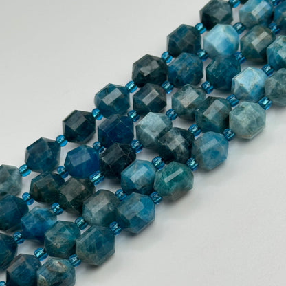 Blue Apatite Dodecahedron Beads