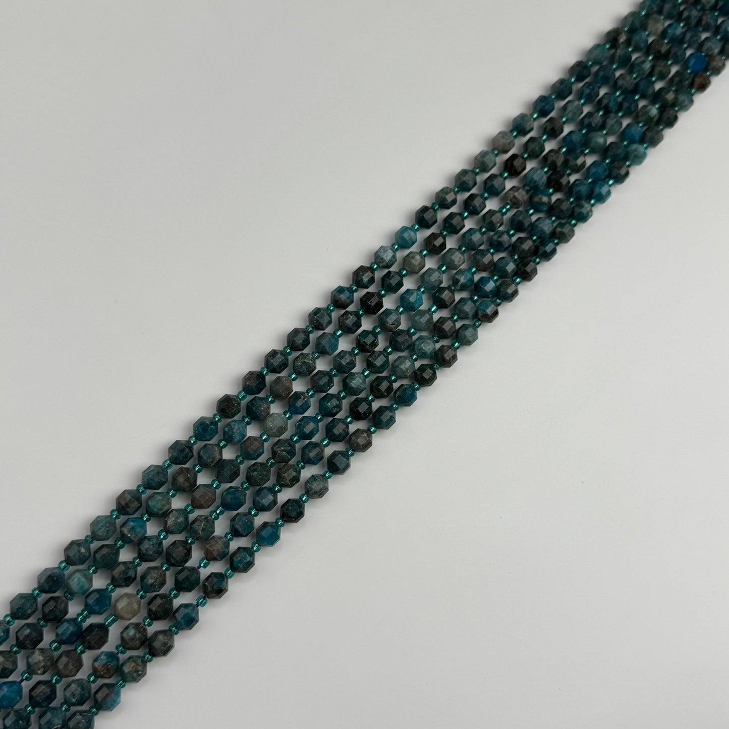 Blue Apatite Dodecahedron Beads