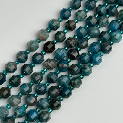 Blue Apatite Dodecahedron Beads