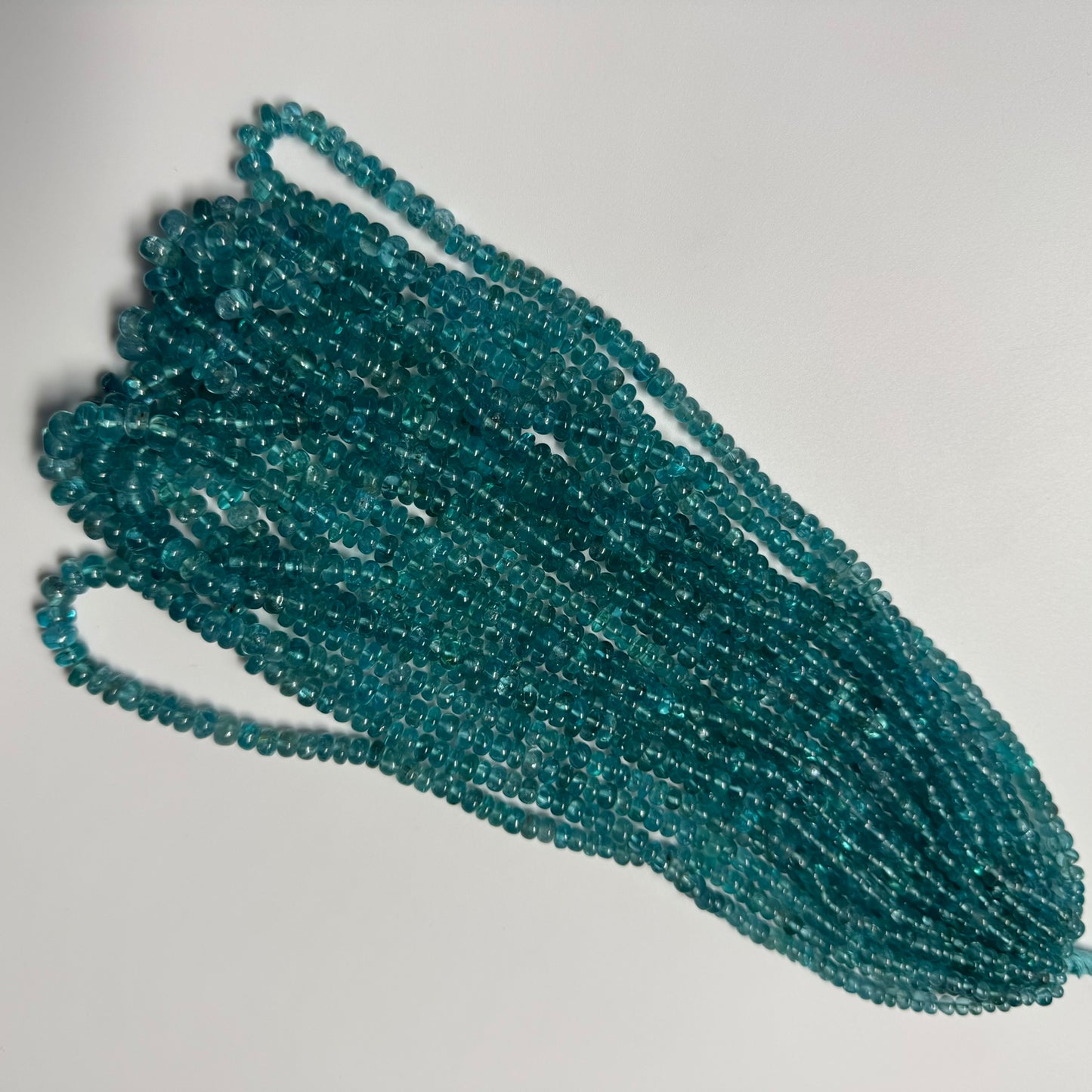 Natural Blue Apatite Rondelle Beads – Graduated Polished Gem for Jewelry