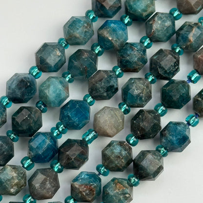 Blue Apatite Dodecahedron Beads
