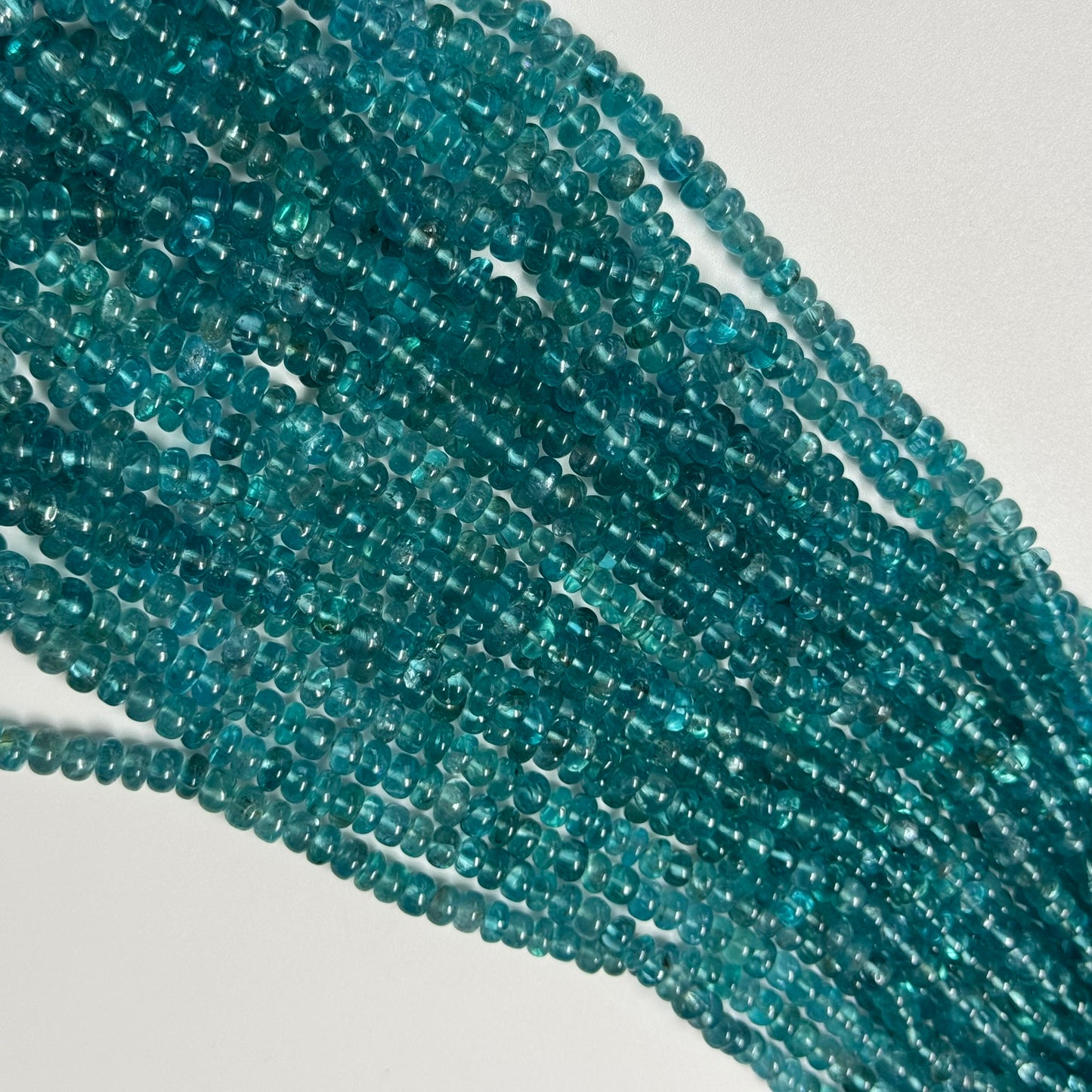 Natural Blue Apatite Rondelle Beads – Graduated Polished Gem for Jewelry
