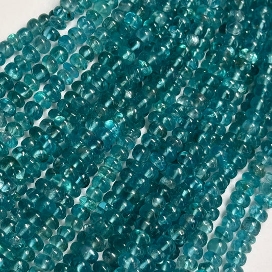 Natural Blue Apatite Rondelle Beads – Graduated Polished Gem for Jewelry