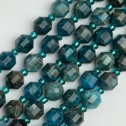 Blue Apatite Dodecahedron Beads