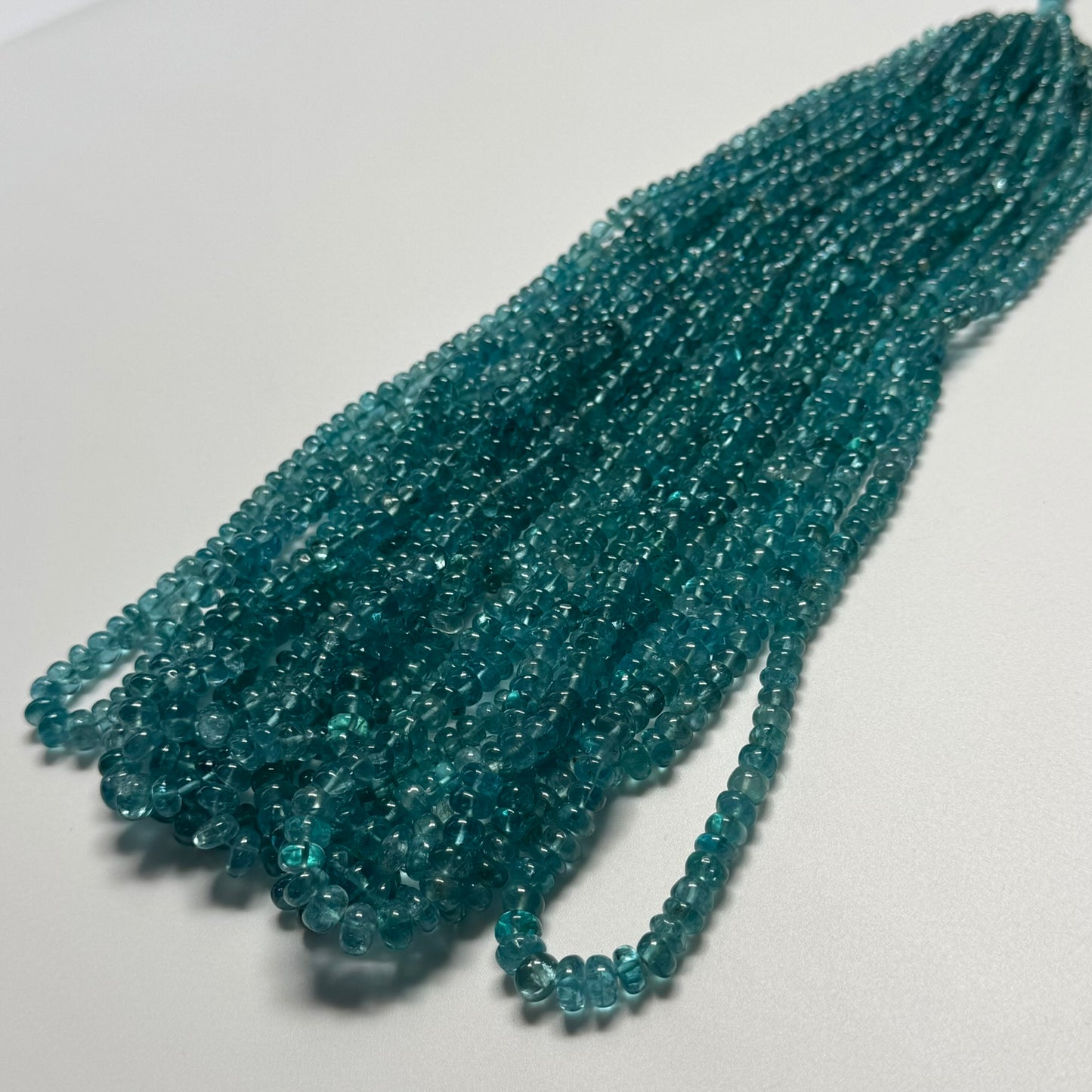 Natural Blue Apatite Rondelle Beads – Graduated Polished Gem for Jewelry