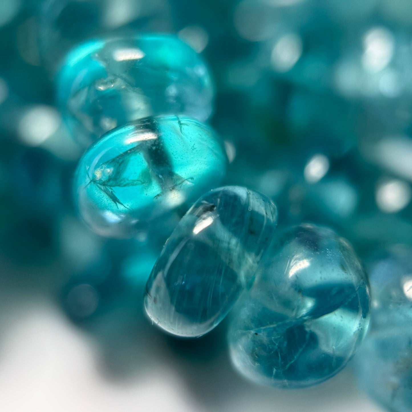 Natural Blue Apatite Rondelle Beads – Graduated Polished Gem for Jewelry