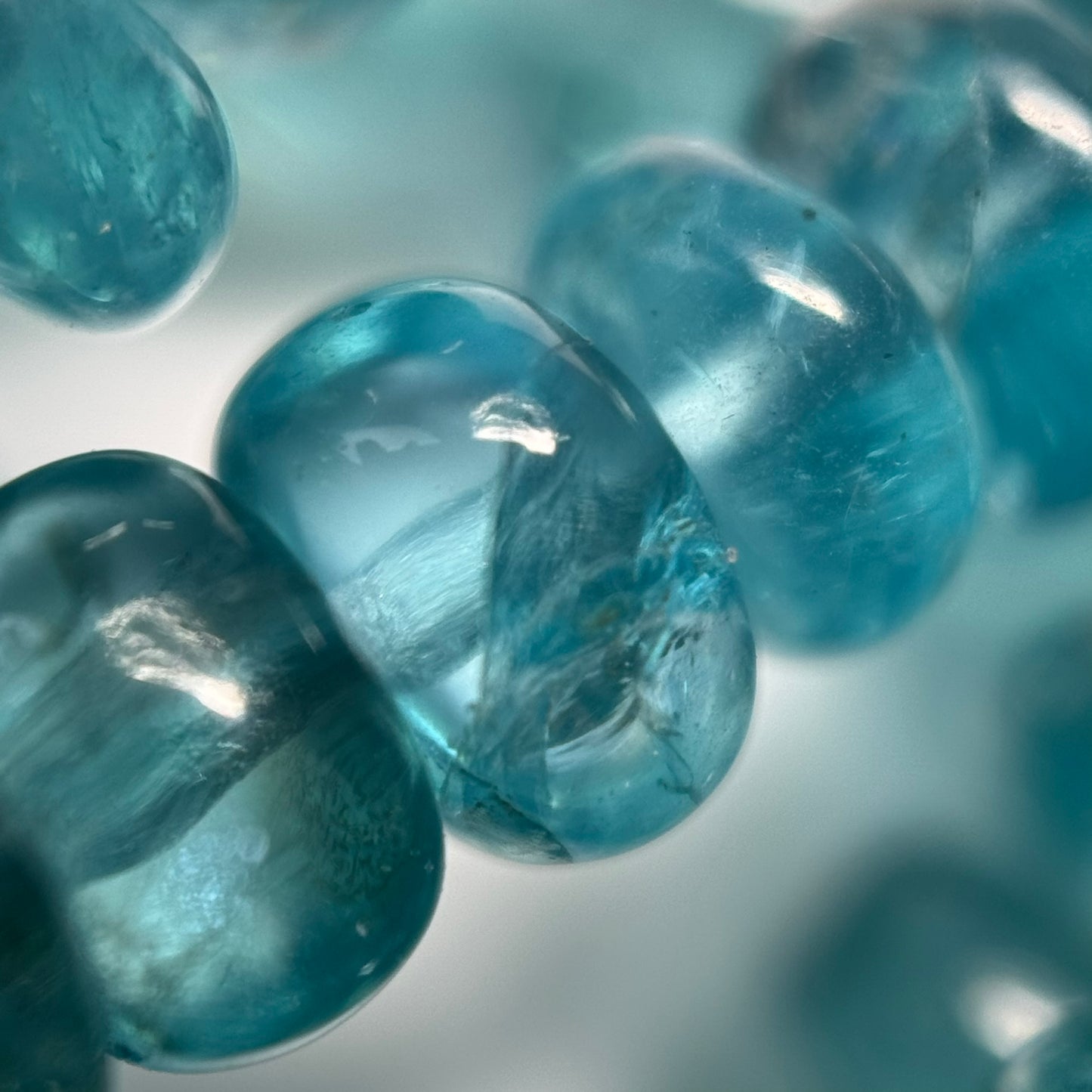 Natural Blue Apatite Rondelle Beads – Graduated Polished Gem for Jewelry