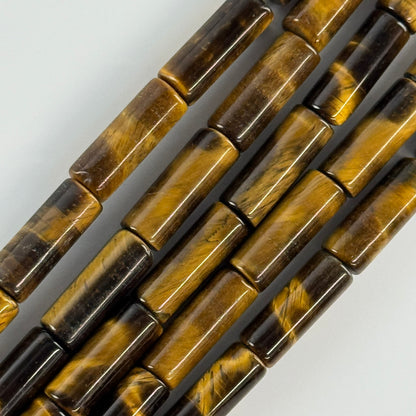 Tiger's Eye Cylender Gemstone Beads - (A Quality)