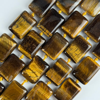 Tiger's Eye Rectangular Shaped Gemstone Beads - (AA Quality)