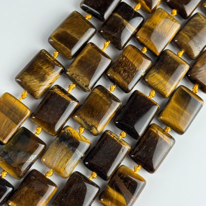 Tiger's Eye Rectangular Shaped Gemstone Beads - (AA Quality)