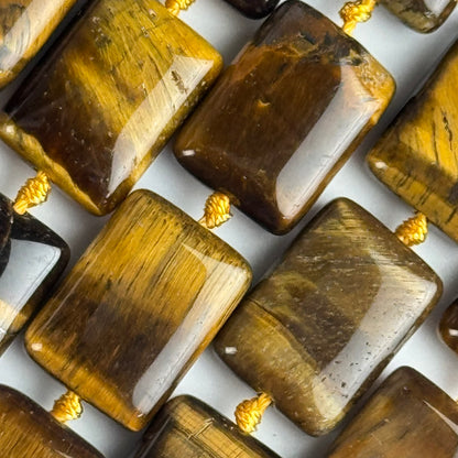 Tiger's Eye Rectangular Shaped Gemstone Beads - (AA Quality)