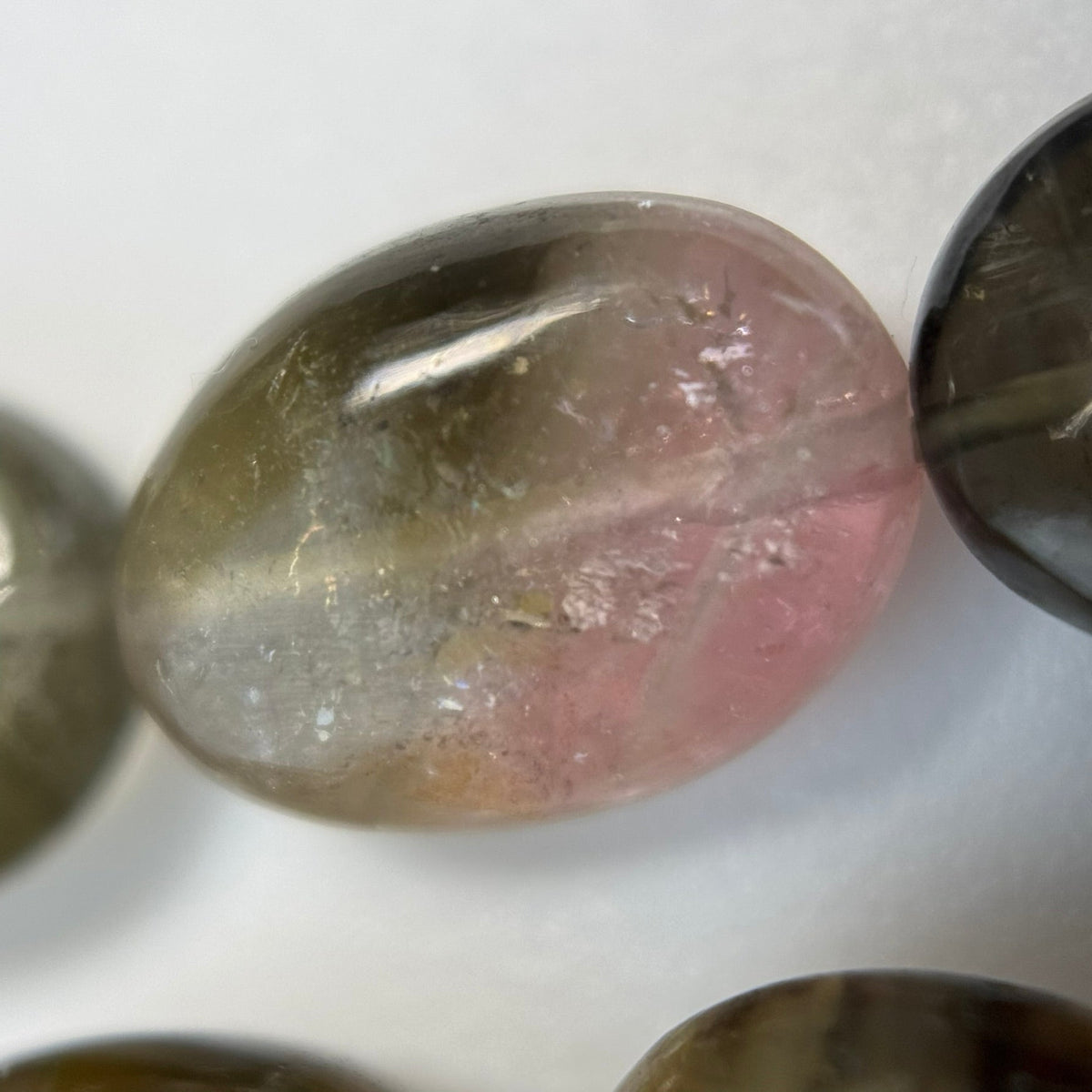 Multicolor Tourmaline Oval Shape Double-Sided Domed Gemstone Beads