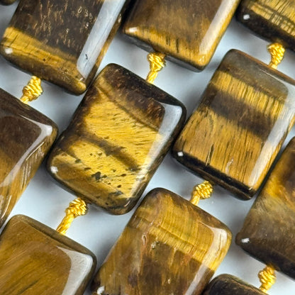 Tiger's Eye Rectangular Shaped Gemstone Beads - (AA Quality)