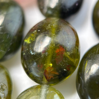 Multicolor Tourmaline Oval Shape Double-Sided Domed Gemstone Beads